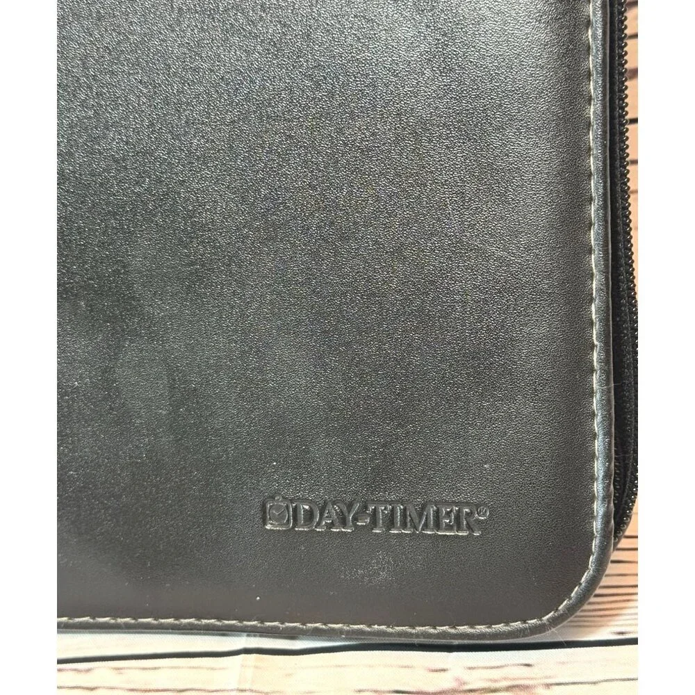 Day-Timer Black Faux Leather Zippered Planner Binder With 7-Ring Organizer